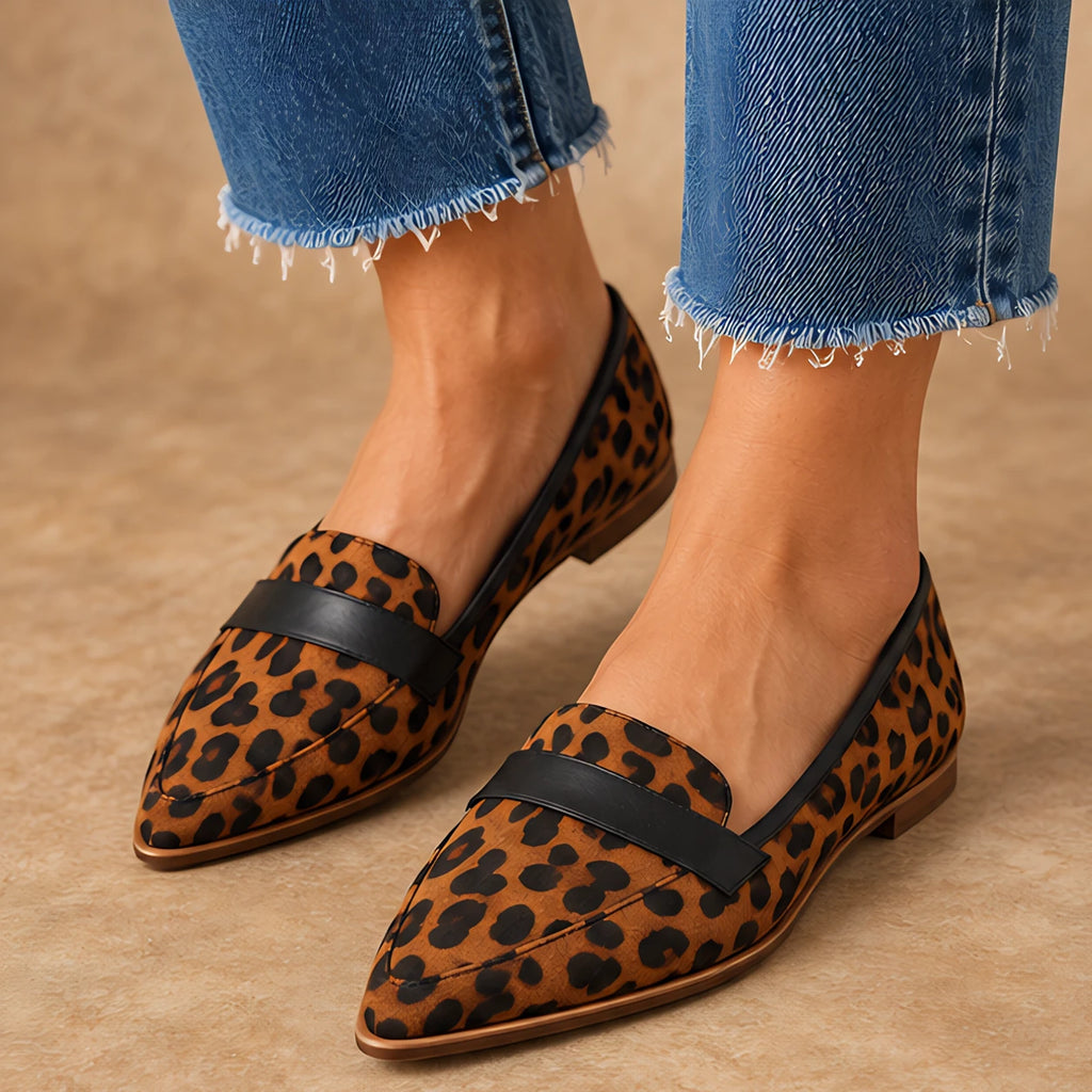 Adelina Women's Orthopedic Slip-On Loafers - Leopard - Women's Footwear > Loafers > Pointed-Toe Loafers - Eric Muller - Image 1