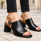 Adelise Women's Leather Open-Toe Slingback Block Heels - Black - wapfoot - Eric Muller - Image 3