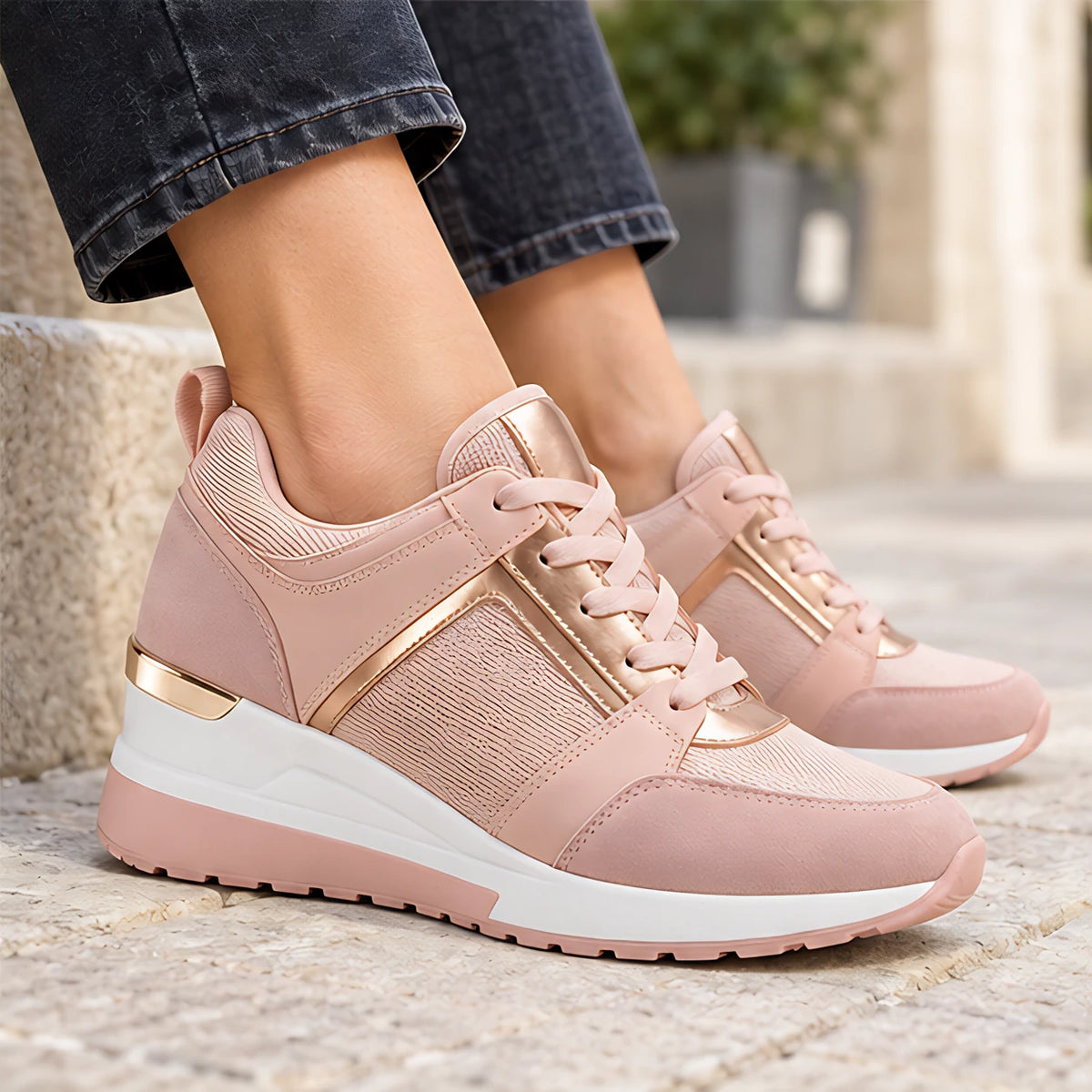 Aderyn Women's Perforated Wedge Rise Sneakers - Pink - Sneakers - Eric Muller - Image 4