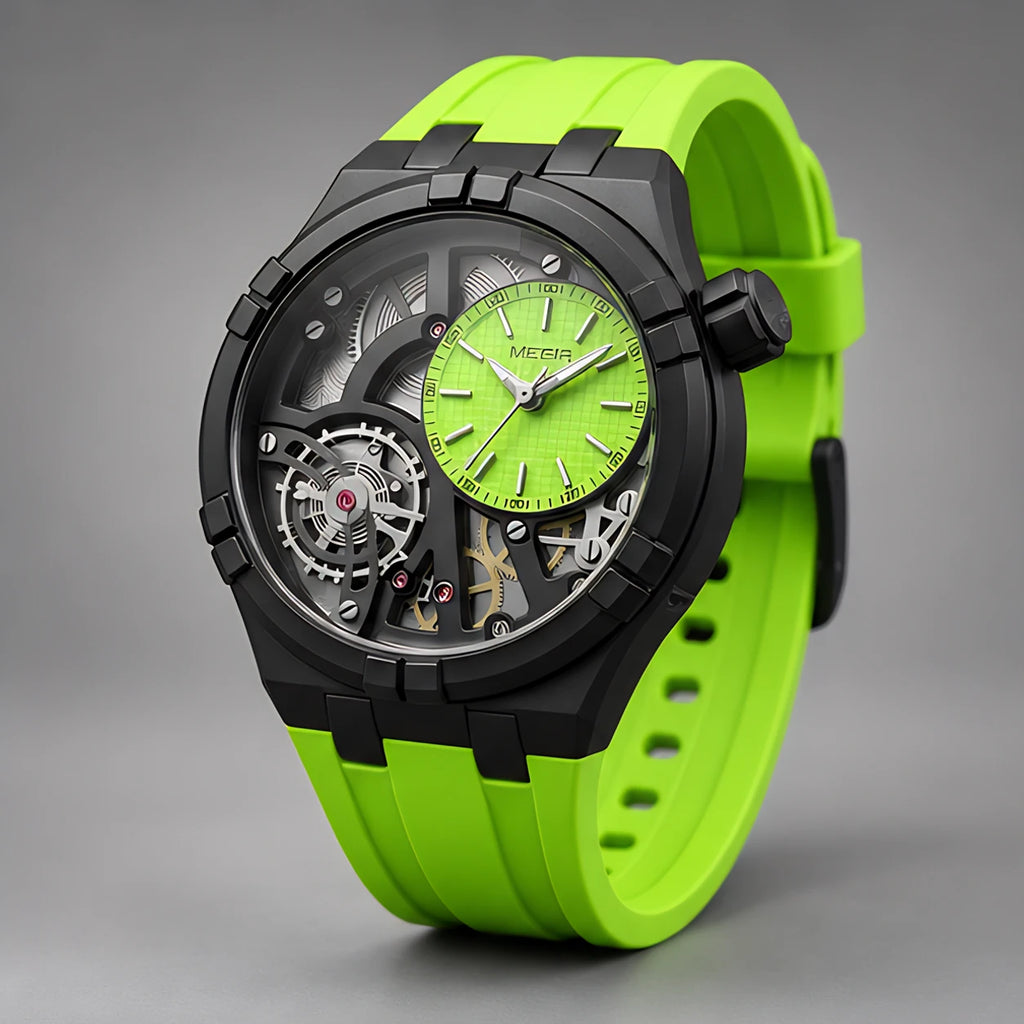 Altair Men's Quartz Analog Watch 45mm - Lime Green - Accessories > Watches > Skeleton Dial Sport Watches - Eric Muller - Image 1