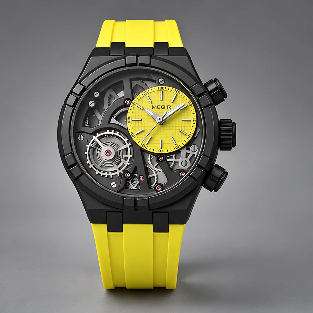Altair Men's Quartz Analog Watch 45mm - Neon Yellow - Accessories > Watches > Skeleton Dial Sport Watches - Eric Muller - Image 2