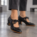 Anastasia Women's Sculpted-Heel Leather Pumps - Black - female - Eric Muller - Image 3