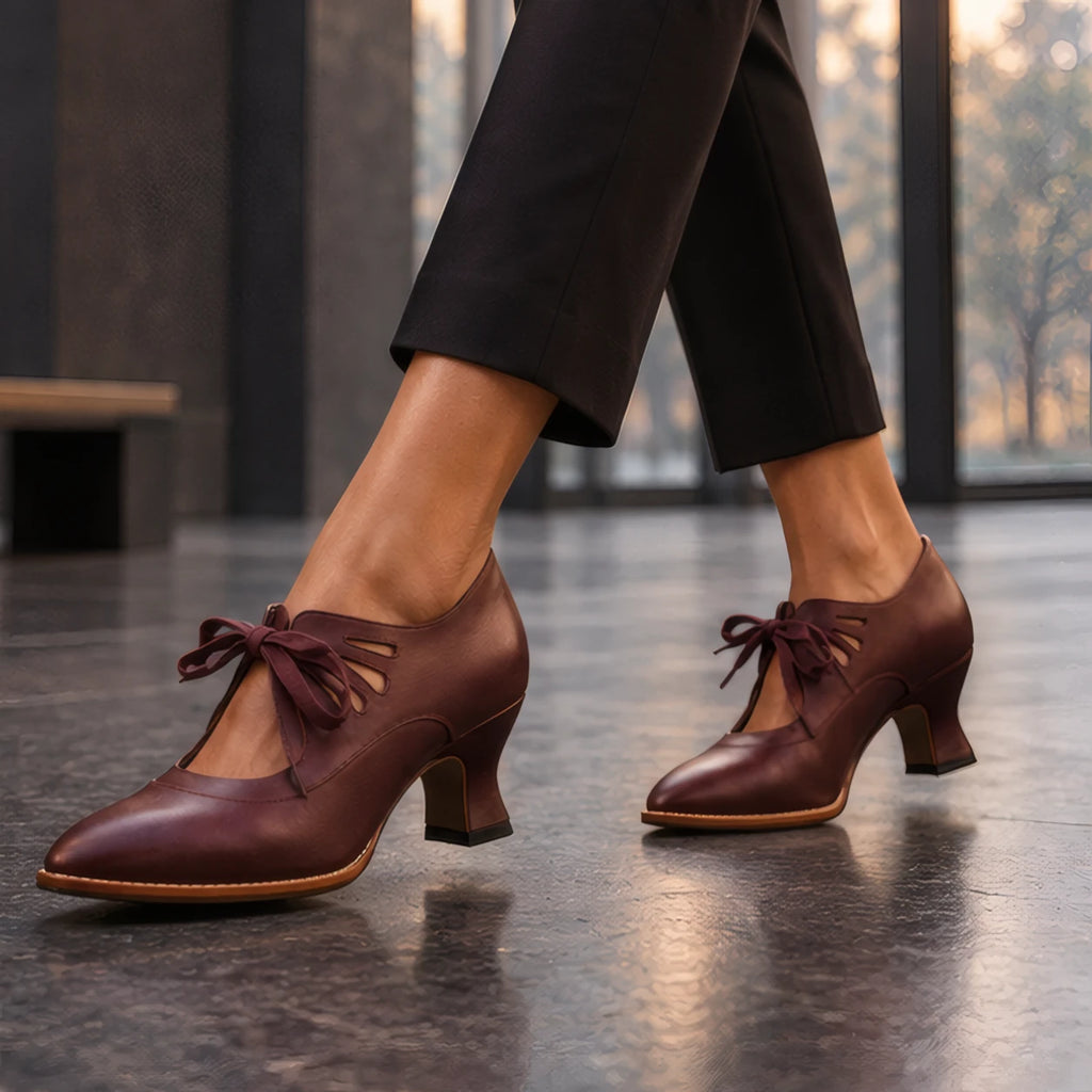 Anastasia Women's Sculpted-Heel Leather Pumps - Red - Women's Footwear > Heels > Lace-Up Pumps - Eric Muller - Image 2
