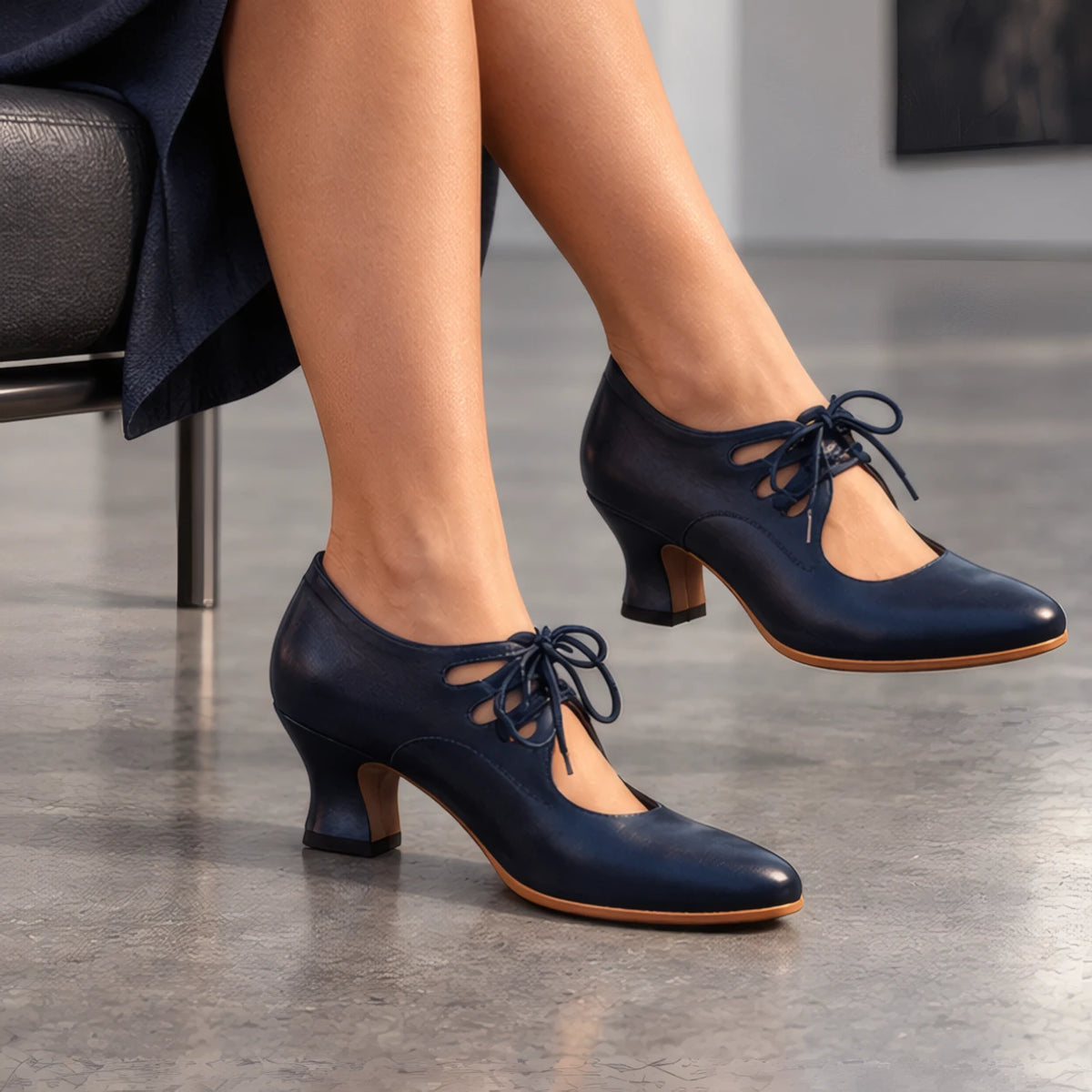 Anastasia Women's Sculpted-Heel Leather Pumps - Blue - women's footwear - Eric Muller - Image 4