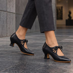 Anastasia Women's Sculpted-Heel Leather Pumps - Black - Women's Footwear > Heels > Lace-Up Pumps - Eric Muller - Image 2