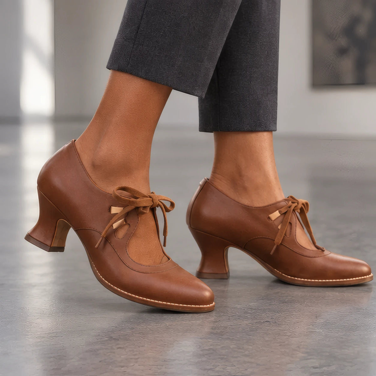 Anastasia Women's Sculpted-Heel Leather Pumps - Brown - women's footwear - Eric Muller - Image 4