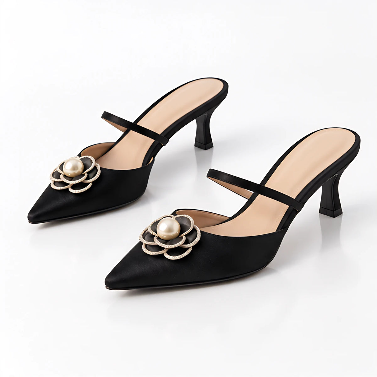 Arietta Women's Floral Kitten-Heel Mules - Classic Black - Shoes - Eric Muller - Image 2