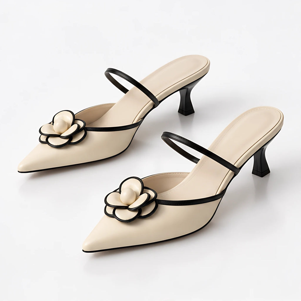 Arietta Women's Floral Kitten-Heel Mules - Ivory Black - Shoes - Eric Muller - Image 2