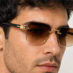 Auden Rimless Rectangular Shades - Cognac - rimless sunglasses - Eric Muller - Image 3
