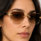 Auden Rimless Rectangular Shades - Cognac - rectangular sunglasses - Eric Muller - Image 4