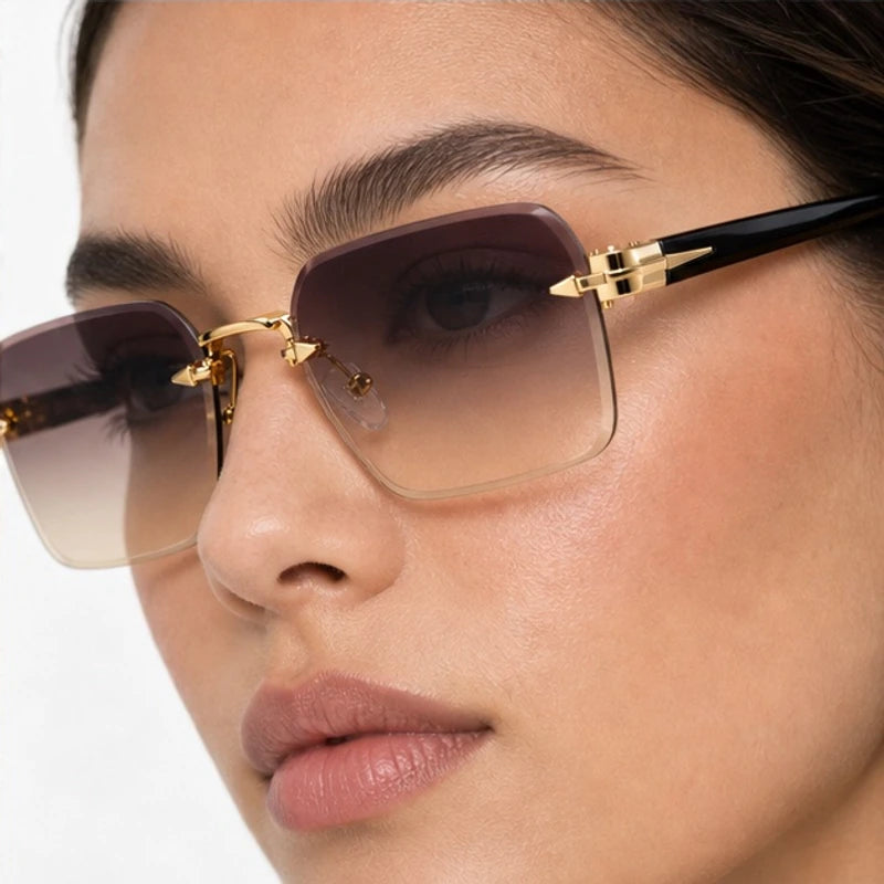 Auden Rimless Rectangular Shades - Havana - rimless sunglasses - Eric Muller - Image 3