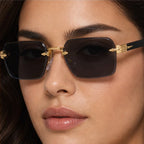 Auden Rimless Rectangular Shades - Noir - rectangular sunglasses - Eric Muller - Image 4