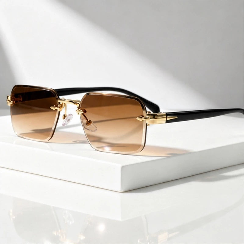 Auden Rimless Rectangular Shades - Cognac - Sunglasses - Eric Muller - Image 1