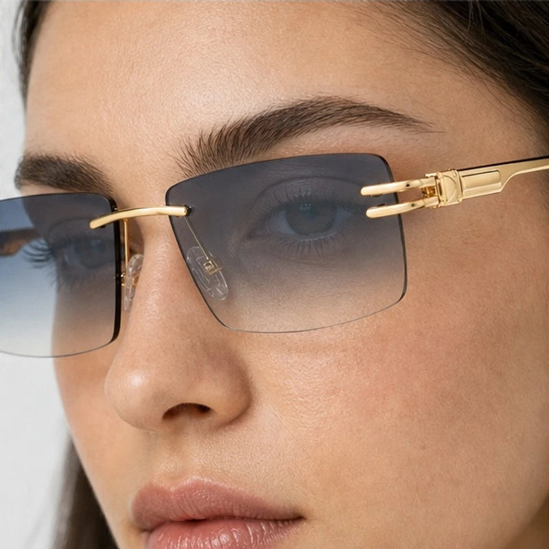 Aurek Rimless Shades - Slate - rectangular sunglasses - Eric Muller - Image 4