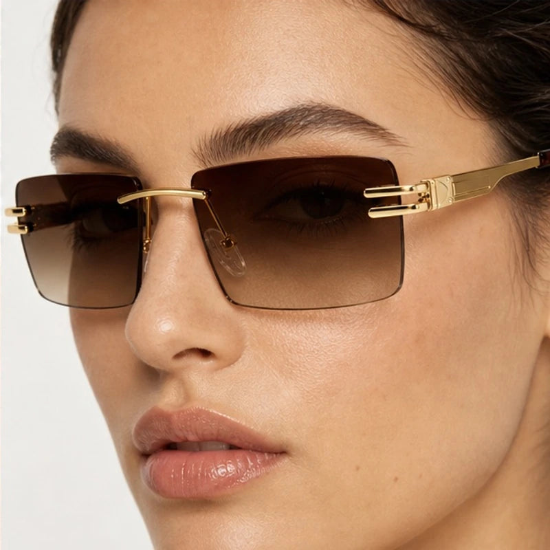 Aurek Rimless Shades - Mocha - rectangular sunglasses - Eric Muller - Image 4