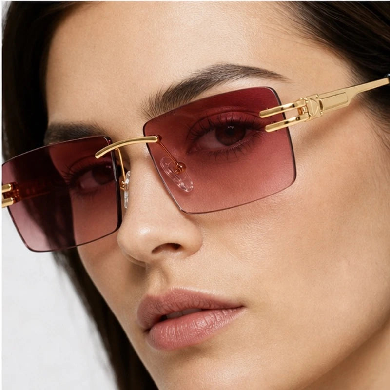 Aurek Rimless Shades - Rouge - rectangular sunglasses - Eric Muller - Image 4