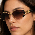 Aurelia Oval Shades - Mocha - gold metal - Eric Muller - Image 4