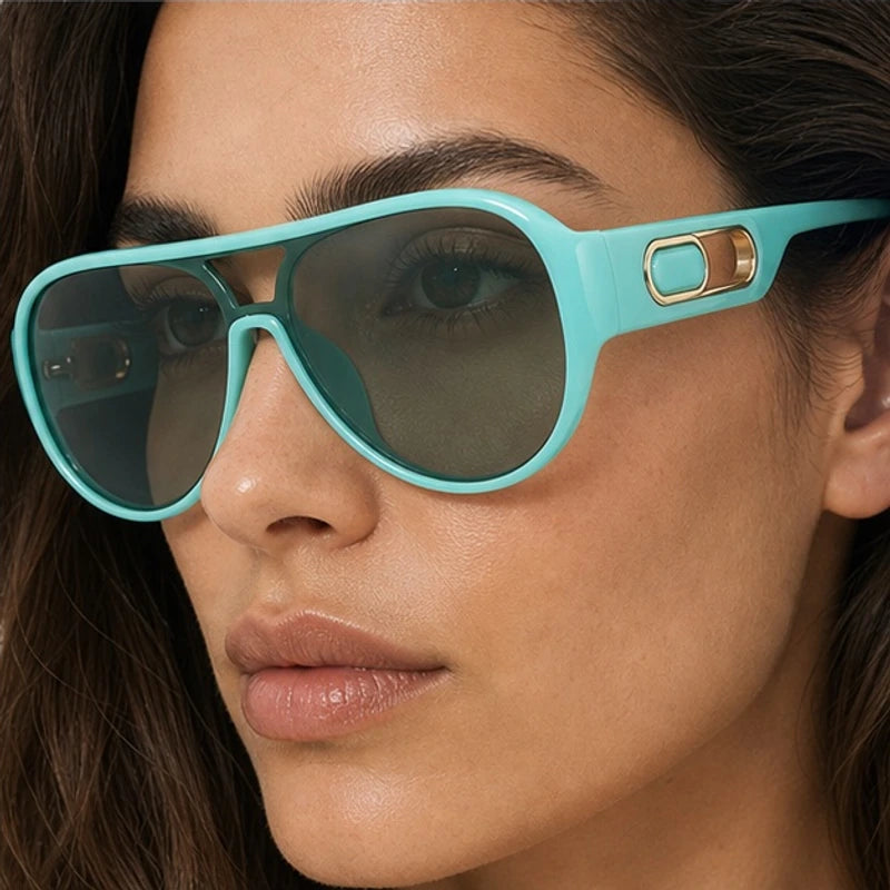 Aurelia Shield Aviator Shades - Turquoise - shield frame - Eric Muller - Image 4