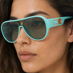 Aurelia Shield Aviator Shades - Turquoise - shield frame - Eric Muller - Image 4