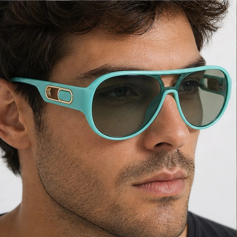 Aurelia Shield Aviator Shades - Turquoise - aviator sunglasses - Eric Muller - Image 3