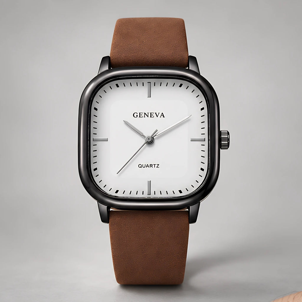 Aurelian Men's Square Dial Quartz Watch - Brown & White - apparel - Eric Muller - Image 2