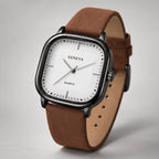 Aurelian Men's Square Dial Quartz Watch - Brown & White - Men's Accessories > Watches > Square Dial Watches - Eric Muller - Image 1