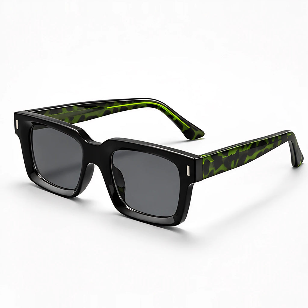 Aurette Chunky Square Full-Rim Sunglasses - Green Leopard - Accessories > Sunglasses > Square Sunglasses - Eric Muller - Image 1
