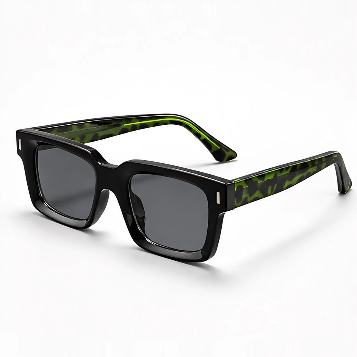Aurette Chunky Square Full-Rim Sunglasses - Green Leopard - Accessories > Sunglasses > Square Sunglasses - Eric Muller - Image 1