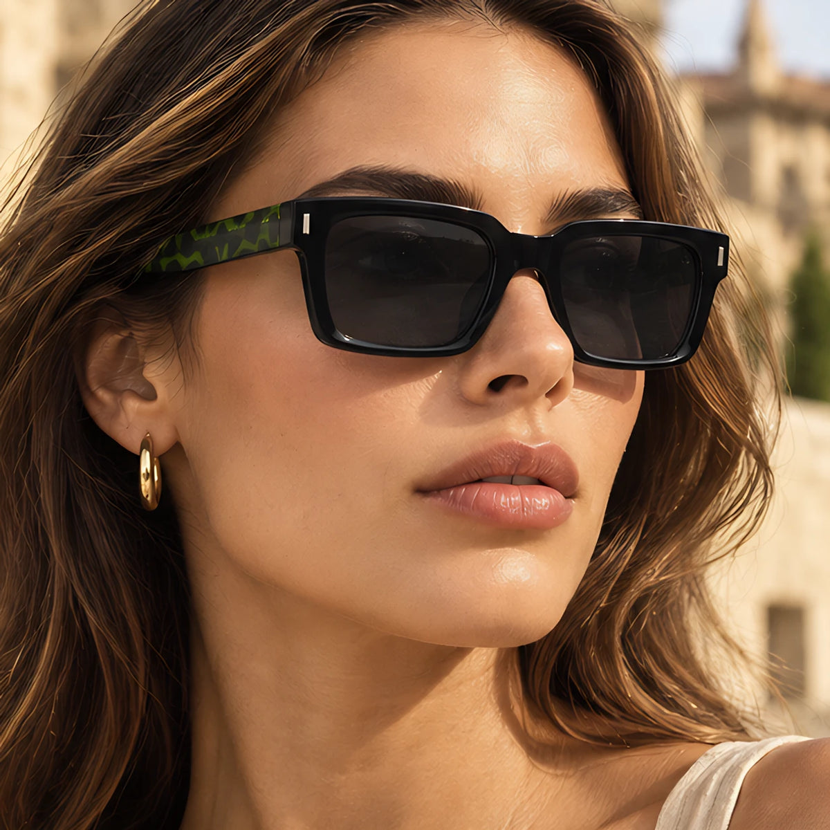 Aurette Chunky Square Full-Rim Sunglasses - Green Leopard - full-rim - Eric Muller - Image 4