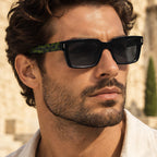 Aurette Chunky Square Full-Rim Sunglasses - Green Leopard - square sunglasses - Eric Muller - Image 3