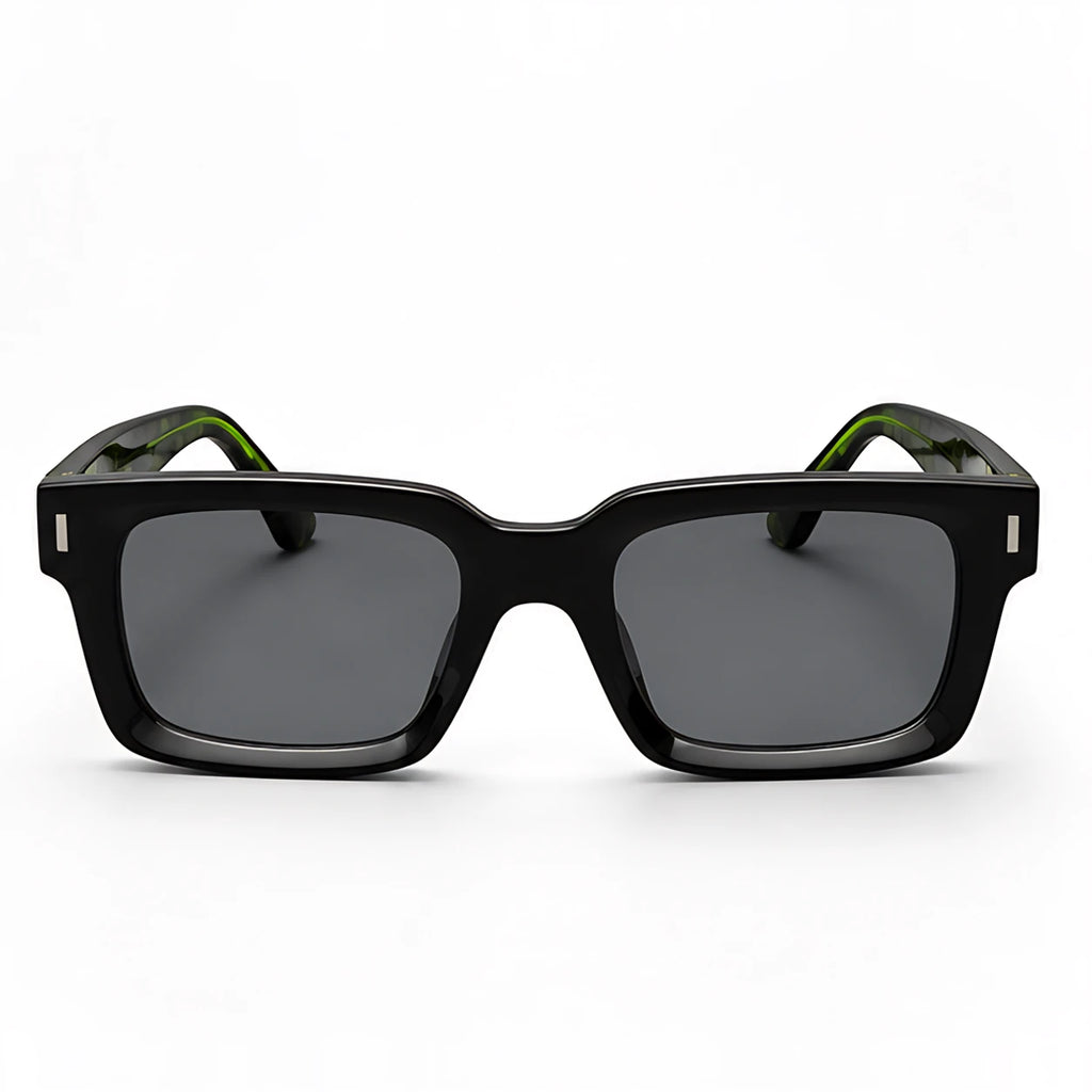 Aurette Chunky Square Full-Rim Sunglasses - Green Leopard - sunglasses - Eric Muller - Image 2