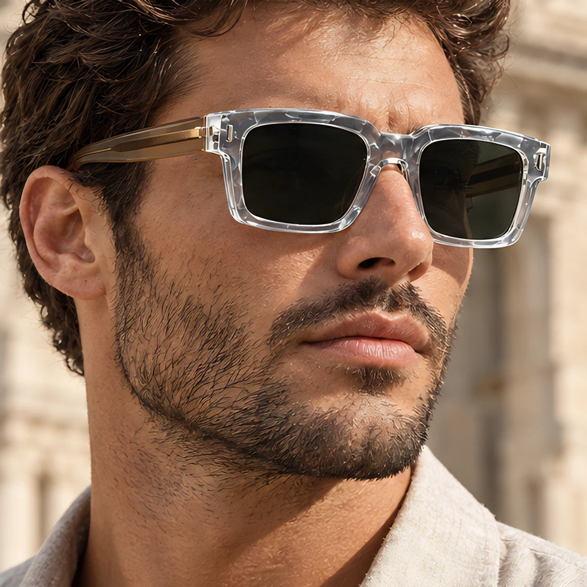 Aurette Chunky Square Full-Rim Sunglasses - Clear - square sunglasses - Eric Muller - Image 3