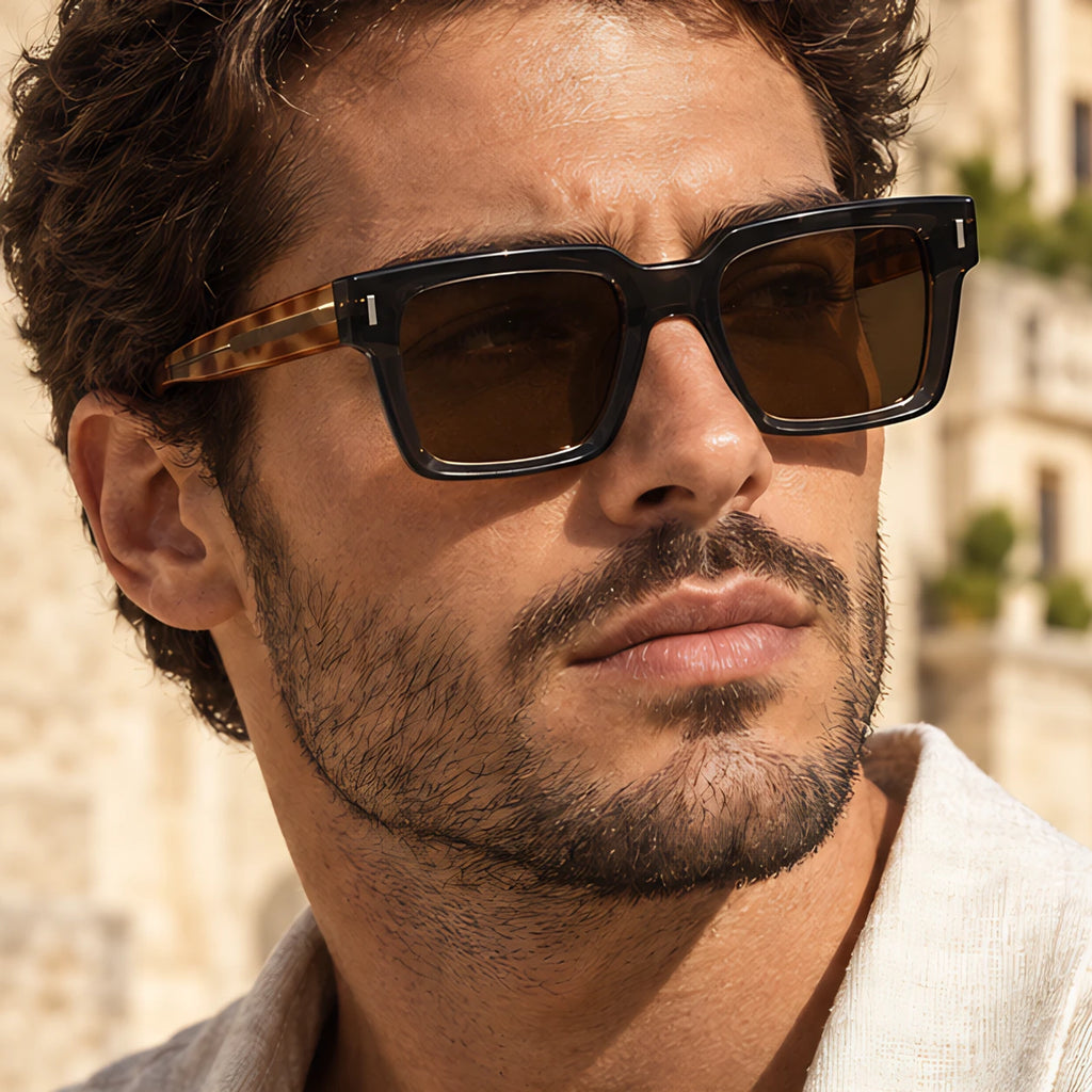 Aurette Chunky Square Full-Rim Sunglasses - Brown Leopard - square sunglasses - Eric Muller - Image 3