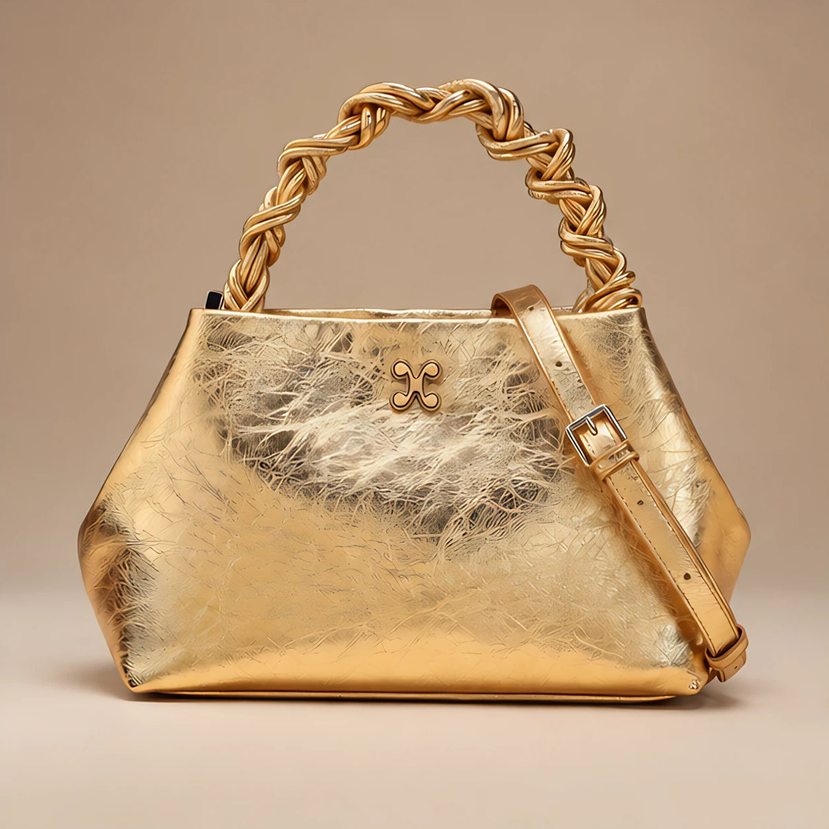 Aurevia Women's Braided-Handle Metallic Leather Bag - Gold - female - Eric Muller - Image 3