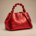 Aurevia Women's Braided-Handle Metallic Leather Bag - Red - female - Eric Muller - Image 3