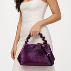 Aurevia Women's Braided-Handle Metallic Leather Bag - Purple - Women's Accessories > Bags > Shoulder Bags - Eric Muller - Image 2