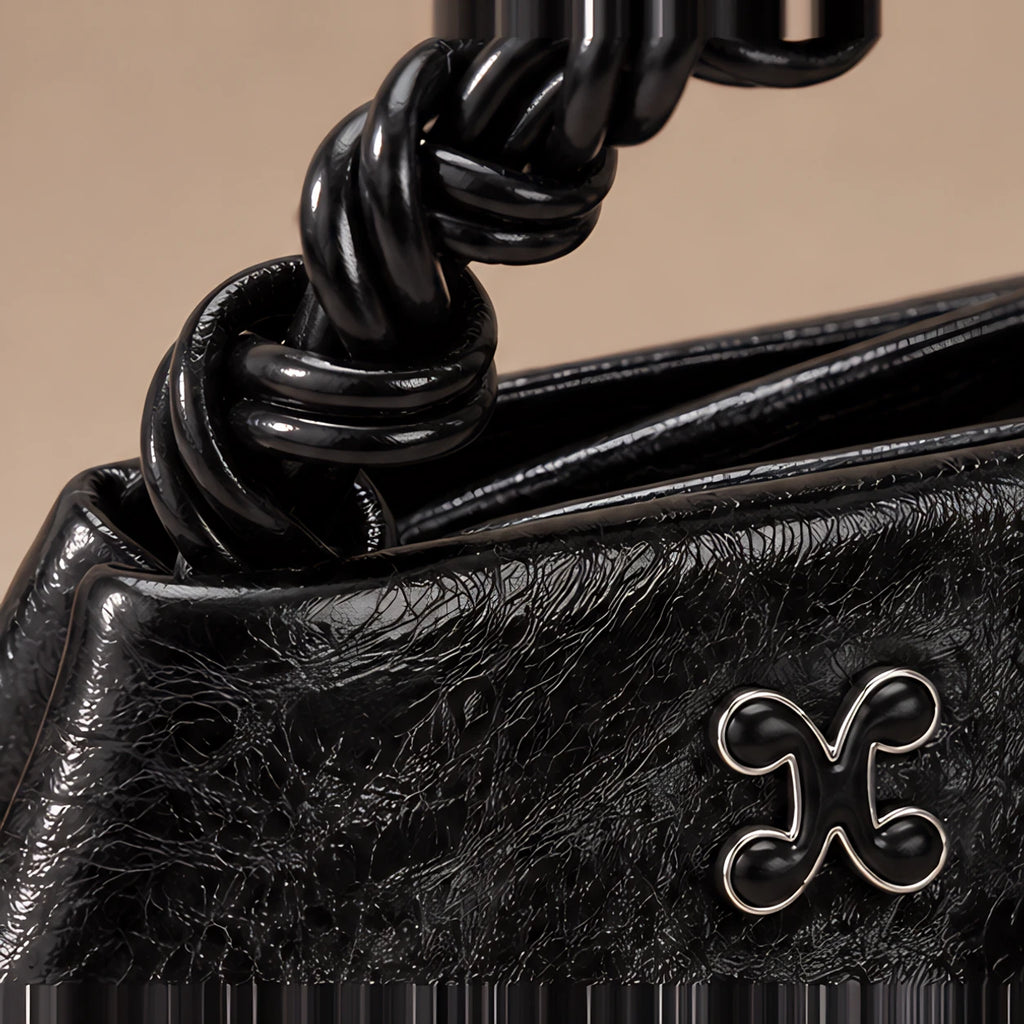 Aurevia Women's Braided-Handle Metallic Leather Bag - Black - women's handbag - Eric Muller - Image 4