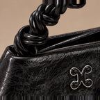 Aurevia Women's Braided-Handle Metallic Leather Bag - Black - women's handbag - Eric Muller - Image 4