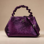Aurevia Women's Braided-Handle Metallic Leather Bag - Purple - female - Eric Muller - Image 3