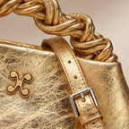 Aurevia Women's Braided-Handle Metallic Leather Bag - Gold - women's handbag - Eric Muller - Image 4