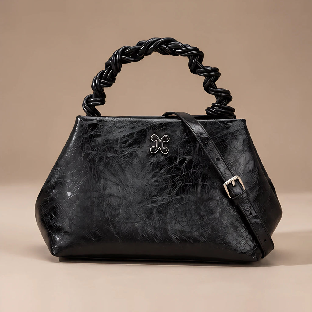 Aurevia Women's Braided-Handle Metallic Leather Bag - Black - female - Eric Muller - Image 3