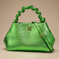 Aurevia Women's Braided-Handle Metallic Leather Bag - Green - female - Eric Muller - Image 3