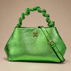 Aurevia Women's Braided-Handle Metallic Leather Bag - Green - female - Eric Muller - Image 3