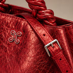Aurevia Women's Braided-Handle Metallic Leather Bag - Red - women's handbag - Eric Muller - Image 4