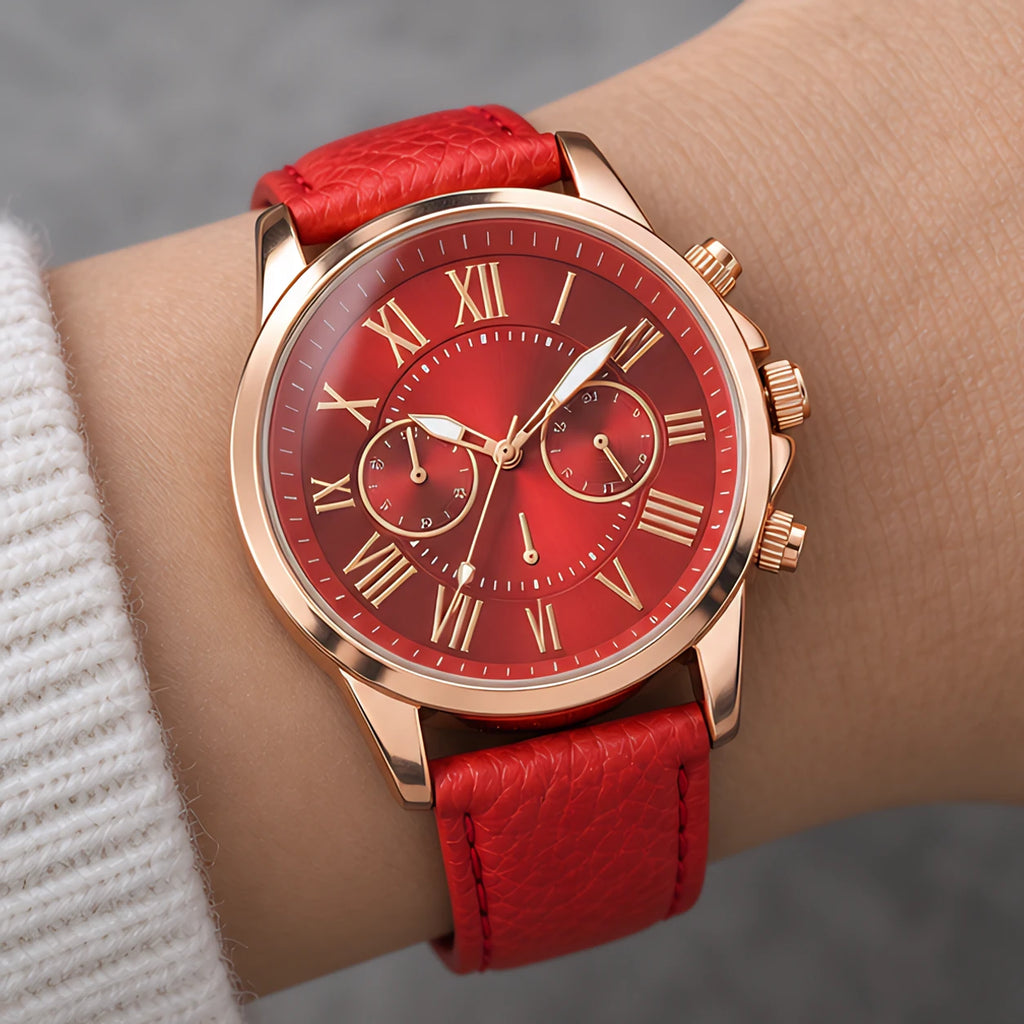 Avelisse Women's Round-Dial Quartz Watch - Red - Women's Accessories > Watches > Quartz Watches - Eric Muller - Image 1