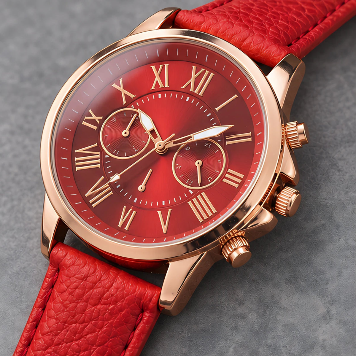 Avelisse Women's Round-Dial Quartz Watch - Red - unisex - Eric Muller - Image 3