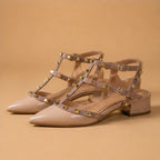 Avelyn Women's Studded Wrap Heel - Beige - Heels - Eric Muller - Image 1