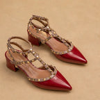 Avelyn Women's Studded Wrap Heel - Red - Heels - Eric Muller - Image 1