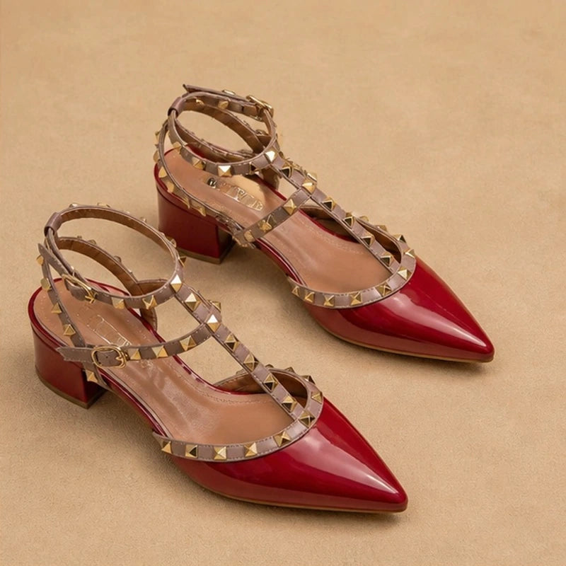 Avelyn Women's Studded Wrap Heel - Red - Heels - Eric Muller - Image 1