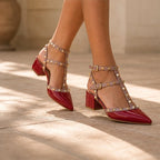 Avelyn Women's Studded Wrap Heel - Red - block heel - Eric Muller - Image 3